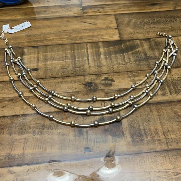 NWT Robert Rose bi color gold silver bead necklace - Picture 3 of 10